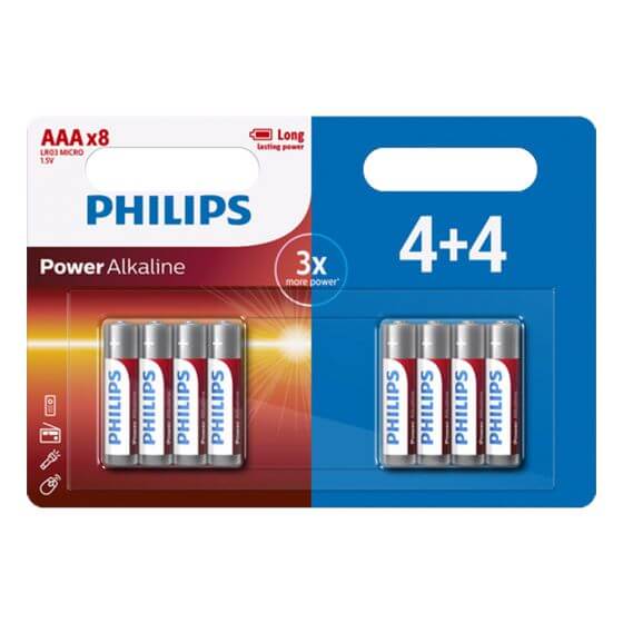 סט 4+4 סוללות Philips AAA